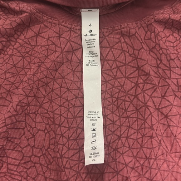 Lululemon Cinch Me Up Front Tank *Veil Cherry Tint Size 4 - Picture 2 of 5